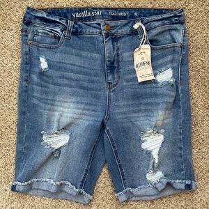 𝅺🆕 Vanilla Star Super High Rise Real Cheeky Denim Bermuda Shorts Size 16